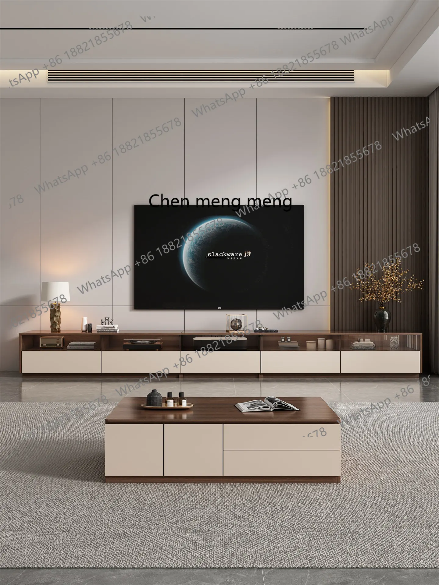 Light luxury laser TV cabinet coffee table combination small apartment projector living room floor cabinet