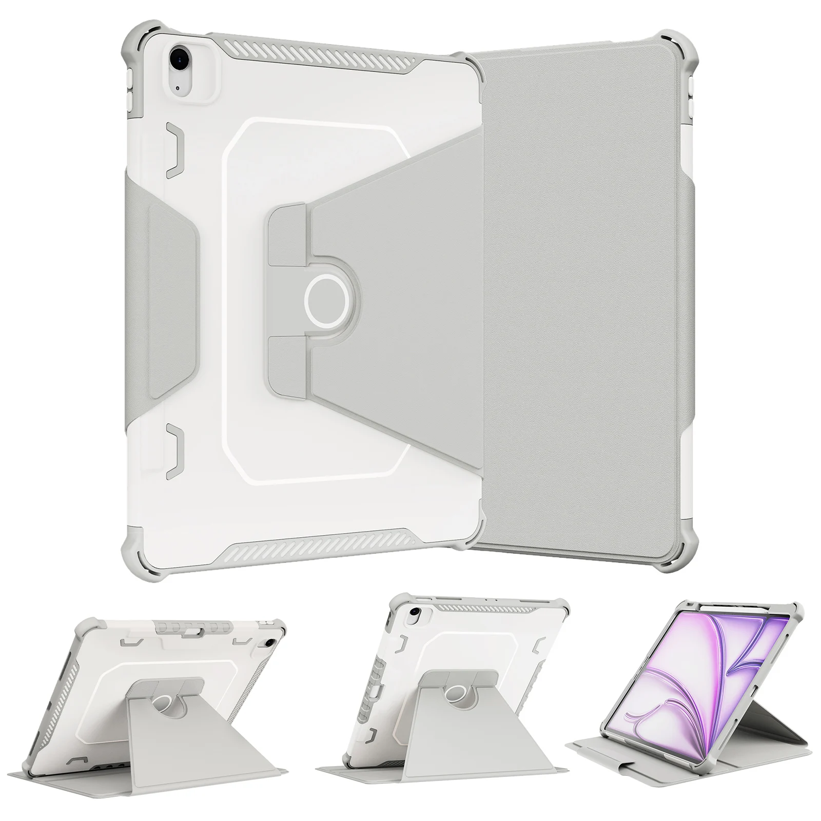 

Вращающийся чехол-подставка для iPad Air 13 (2026 M4, 2025 M3, 2024 M2), Pro 13 (2025 M5, 2024 M4), 12.9 (2018-2022) 3-го, 4-го, 5-го, 6-го поколений