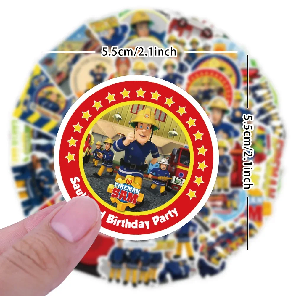 50 Uds. Pegatinas de la serie Fireman Sam, pegatinas de dibujos animados, calcomanías de juguete para niños, equipaje DIY, portátil, teléfono, coche, bicicleta, monopatín, Graffiti