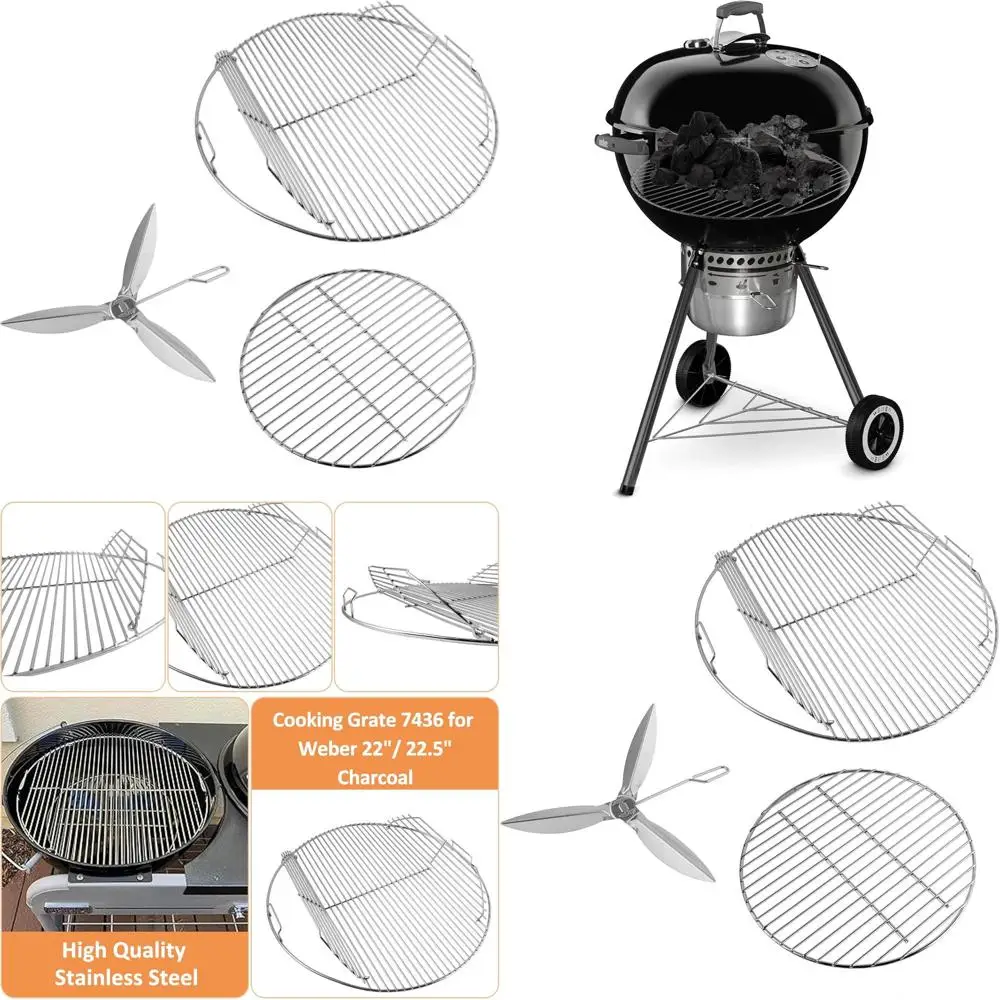 

22-22.5 Inch Charcoal Grill Cooking Grate for Kettle, Bar-B-Kettle, Master-Touch Grill, One-Touch System Kit
