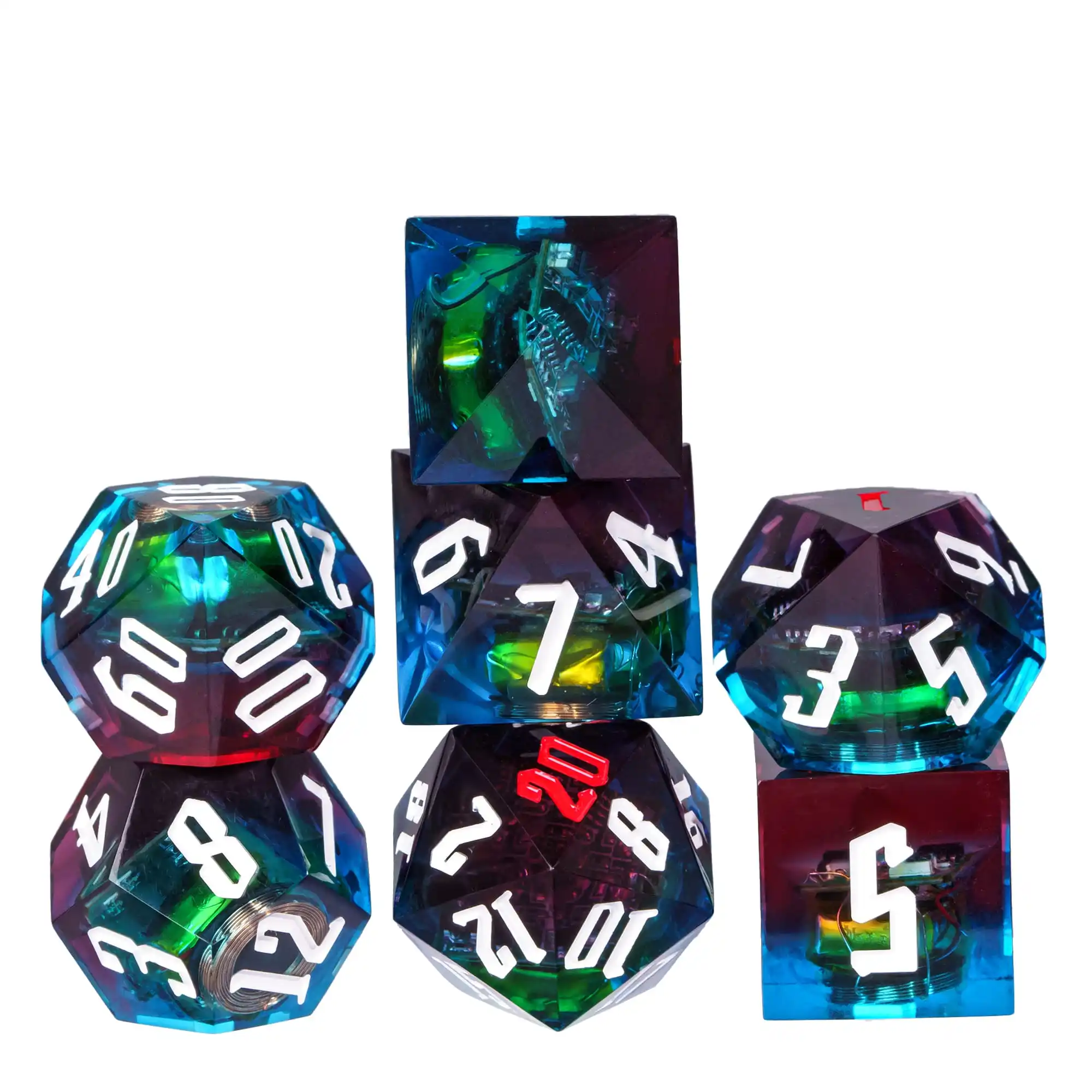 

Poludie DND Dice Rechargeable with Charging Box, 7 PCS LED Electronic Dices,for Tabletop Games D&D Dice Set