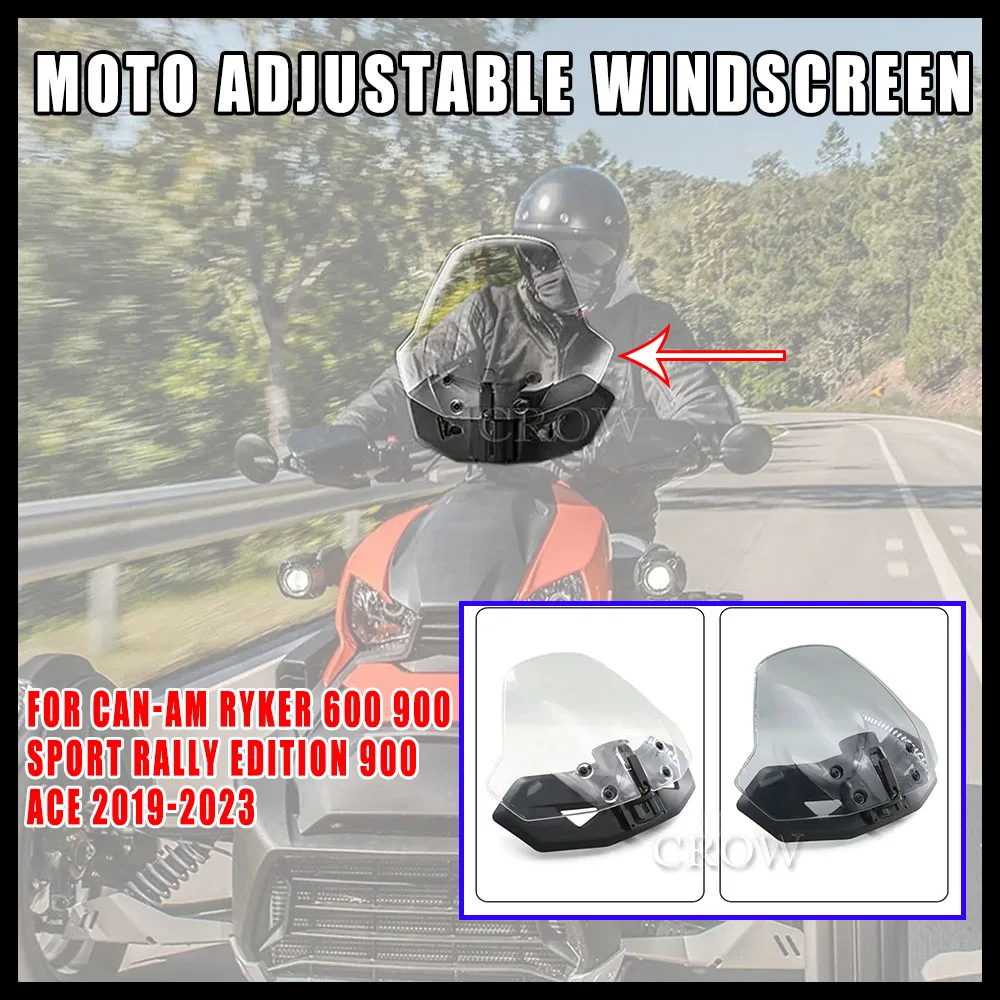 

For Can-Am Ryker 600 900 Sport Rally Edition 900 ACE 2019-2023 NewMotorcycle Adjustable Windscreen Windshield Wind Screen Shield