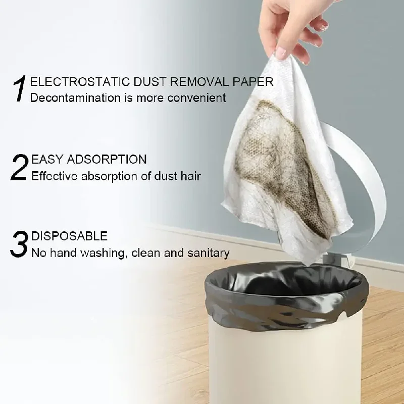 1Set Home Electrostatic Dust Collector Mop Foldable Long Handle With Disposable Vacuum Paper Floor Household Cleaning Tool