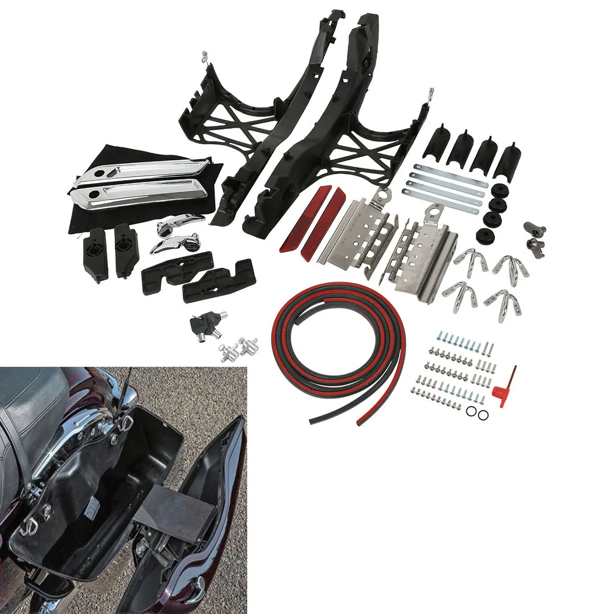 Motorcycle Saddlebag Latch Lids Hardware Covers For Harley Touring Road King Street Glide Electra Glide FLHT FLHTK 2014-2024