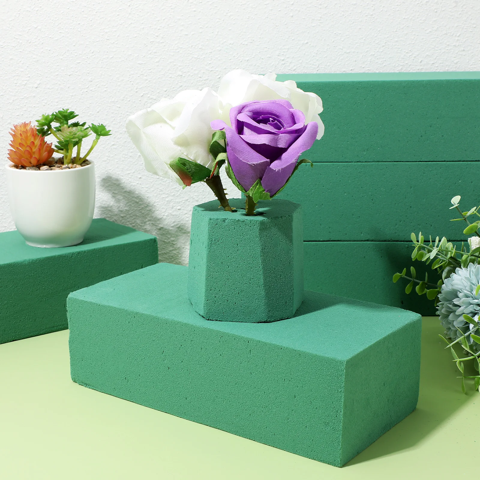 

12 pcs Floral Foam Blocks High Absorbency Stable Support Safe Materials Reusable Wet Florist Foam Flower Arrangements Supplies