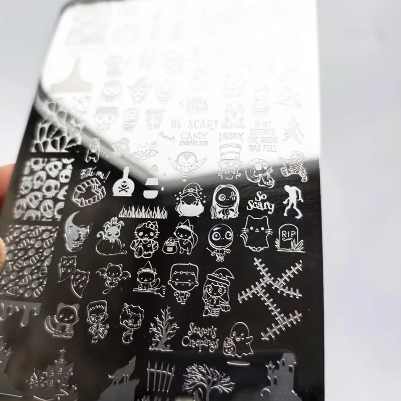 Cartoon Charakter Halloween Nagel Stamping Platten Kürbis Vorlage Schablonen Nail art Stempel Bild Platte Maniküre Nagel Druck Werkzeug