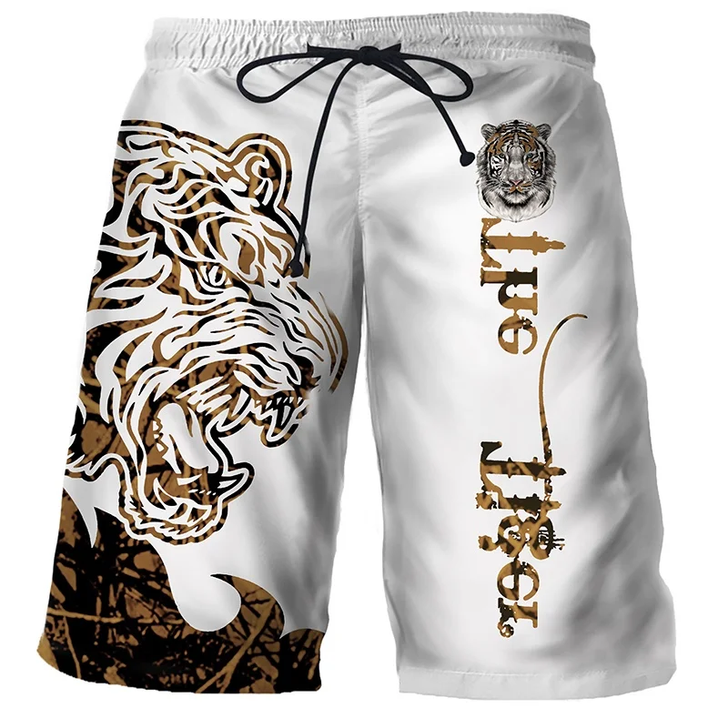 3D Printed Tiger Lion Pig Bear Short Pants For Men Fun Animal Pattern Swim Trunks Hawaiian Casual Street Surfing Beach Shorts