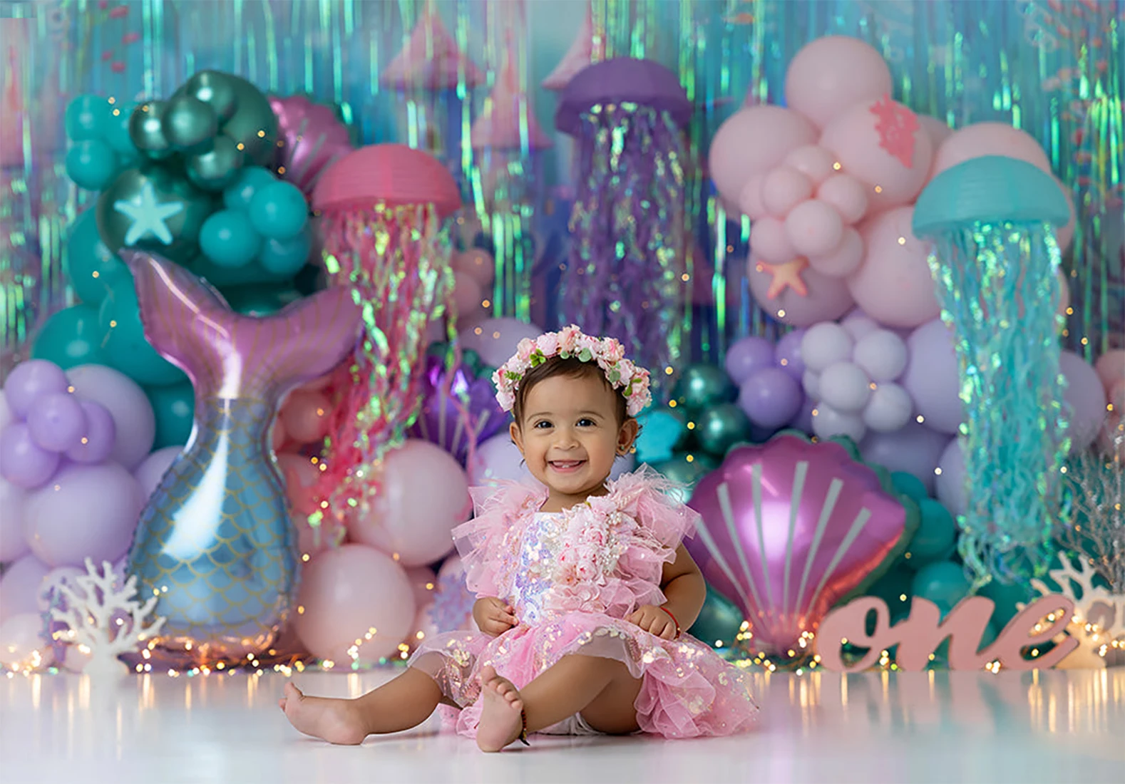 Under The Sea Mermaid Backdrops Cake Smash Child Baby Photo Prop Adult Kids Decors Colorful Palace Photography Studio Background
