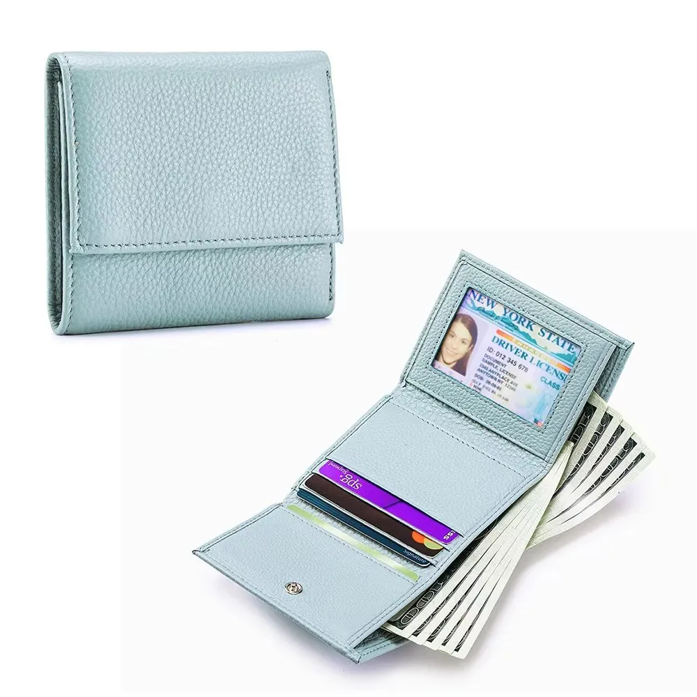 New Ultra-thin Lady Wallet Female Card Holder Woman Wallet Genuine Leather Short Wallet For Women Foldable Purse For Girl