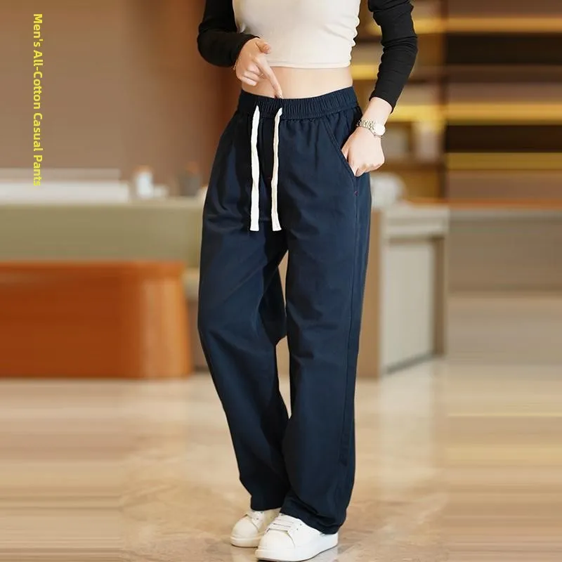 

Высококачественные мужские повседневные хлопковые брюки свободного кроя, прямые, цветные, удобные, износостойкие, широкие штанины, осень 2025