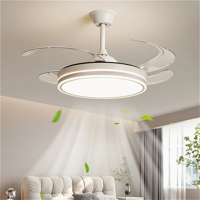 Household Smart Invisible Ceiling Fan Lamp Strong Wind with Focus Lamps Kitchen Dinning Living Room Chandelier Lights Home Decor