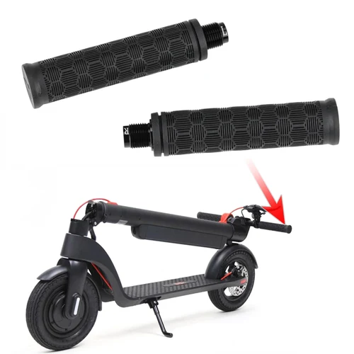 Imagen 2 del producto Empuñadura de manillar para patinete eléctrico HX X7 X8 KickScooter, tornillo de aleación de aluminio, silicona antideslizante, empuñaduras izquierda y derecha