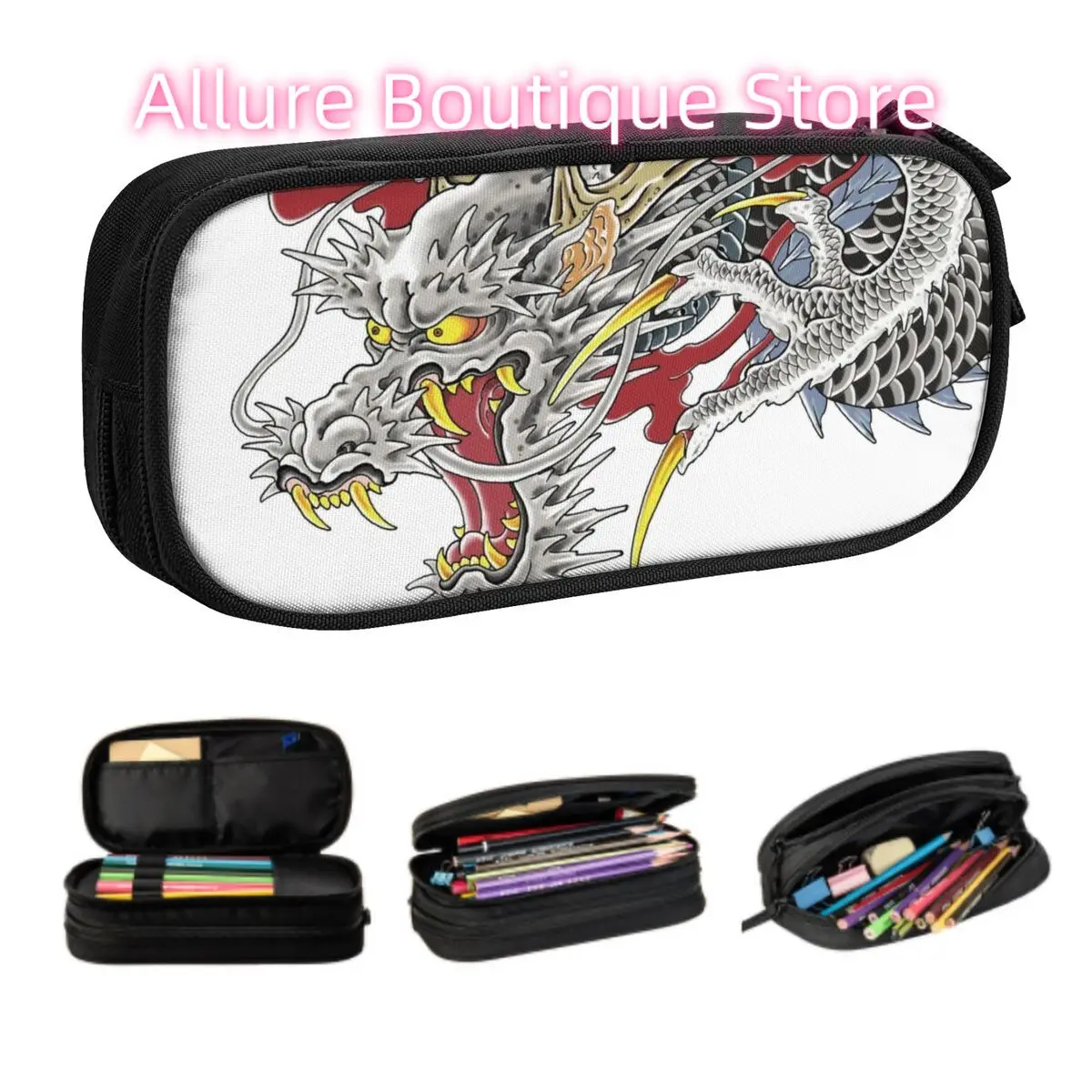 

Customized Kazuma Kiryu Dragon Tattoo Cute Pencil Case Boy Girl Large Capacity Japanese Asian Style Pencil Bag School Supplies