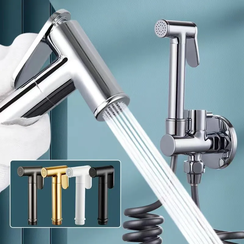 Wall Mounted Toilet Attachment Spray Gun Faucet Brass Single Cold Women's Self Cleaning Handheld Pressurized Spray Gun Shower
