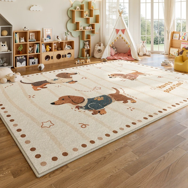 Cartoon-Stil Schlafzimmer-Dekoration Kinderteppich Großflächige Teppiche für Wohnzimmer Flauschiger Weicher Lounge-Bodenteppich Verdickter Plüschteppich
