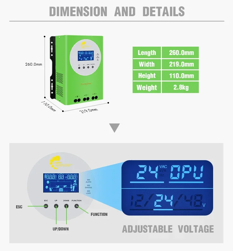 Techfine 40A mppt controller 12v mppt solar charge controller smarten mppt charge controller