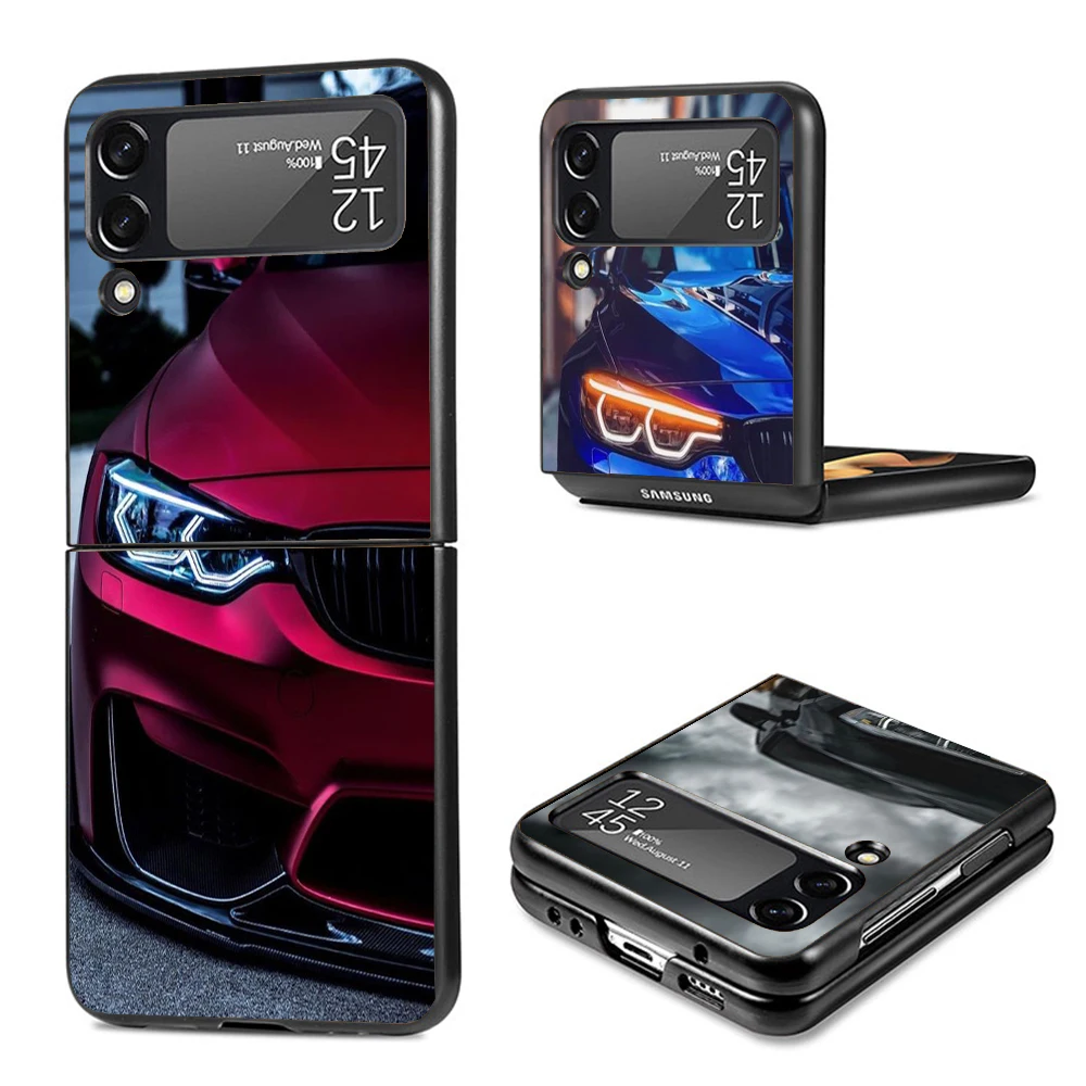 Blue Red Car for Bmw Phone Case For Samsung Galaxy Z Flip3 Flip4 Flip5 Flip6 PC Shell For Z Flip 3 4 5 6 Hard Folding Art Cover