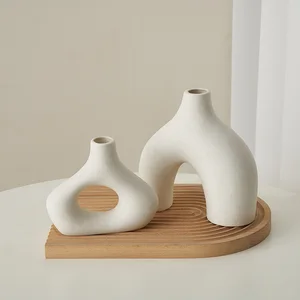 Nordic -style matte ceramic vase, lightweight luxury vessel, modern desktop ornaments, living room decoration, white, 2 pieces 10 Main Sales Vasco de Gama - №6
