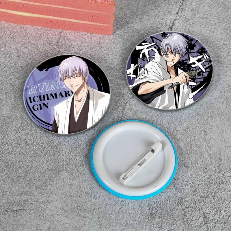 Bleach Anime Brooch Round Handmade Pins Rukia Renji Byakuya Kuchiki Byakuya Sajin Renji Cartoon Badge Fashion Jewelry Accessorie