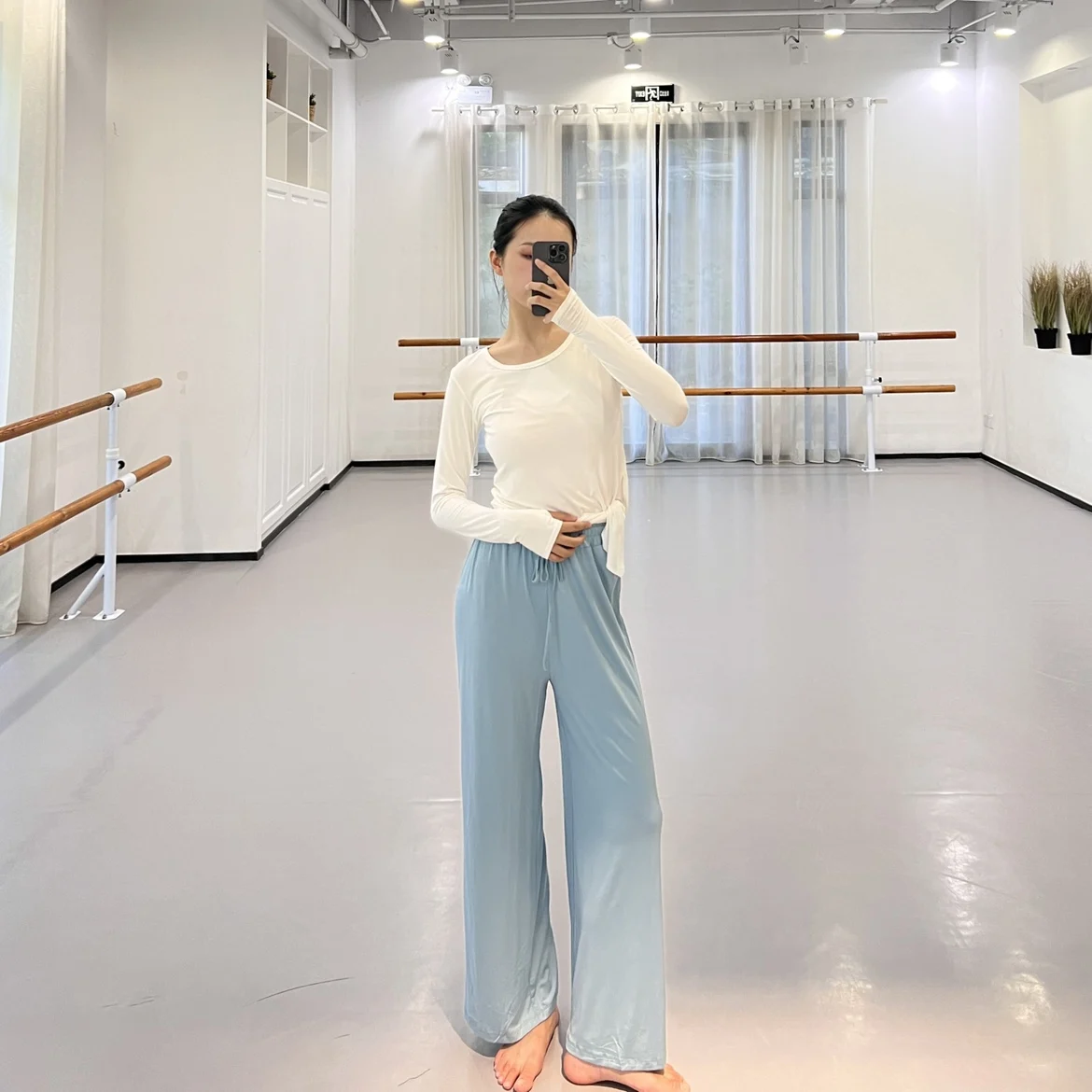 

Женские брюки с высокой талией, мягкие брюки с завязками для современных танцев, широкие брюки, струящаяся классическая танцовщица, одежда для йоги, тела, рифма