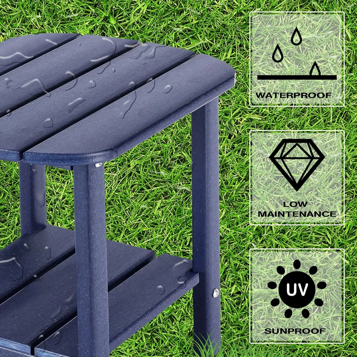 Приставной столик для улицы, темно-синий |   Всепогодный стол для патио |   Декор у бассейна с низким содержанием обслуживания |   Иржавеющая