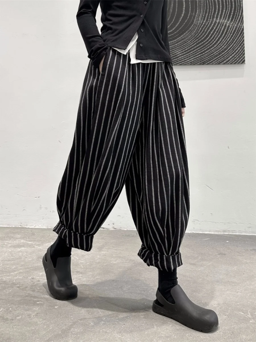 

Утепленные повседневные брюки в полоску в стиле Харадзюку, женские свободные брюки большого размера, брюки-морковки, весенне-осенний уличный стиль
