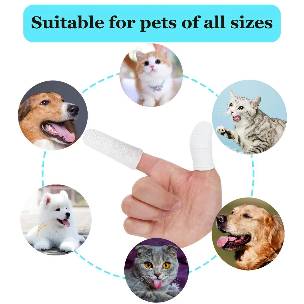 8/12pcs Pet Two-finger Brushing Finger Cots Puppy Teeth Oral Cleaning Tool Kitten Finger Toothbrush Pets Care Accessories