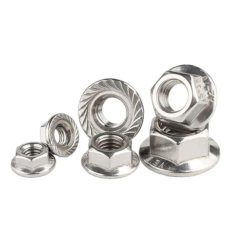 DIN6923 M6x0.75,M8x1.0, M10x1.0/1.25, M12x1.25/1.5 M14x1.5 Fine Threaded Hexagon Hex Head Serrated Spinlock Flange Nuts Lock Nut