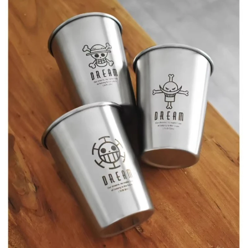 

New Arrivals Co-branded ONE PIECE Food-grade 500ml Mouthwash Cup Cartoon Creative 304 Stainless Steel Dental Jar Exclusive Cup