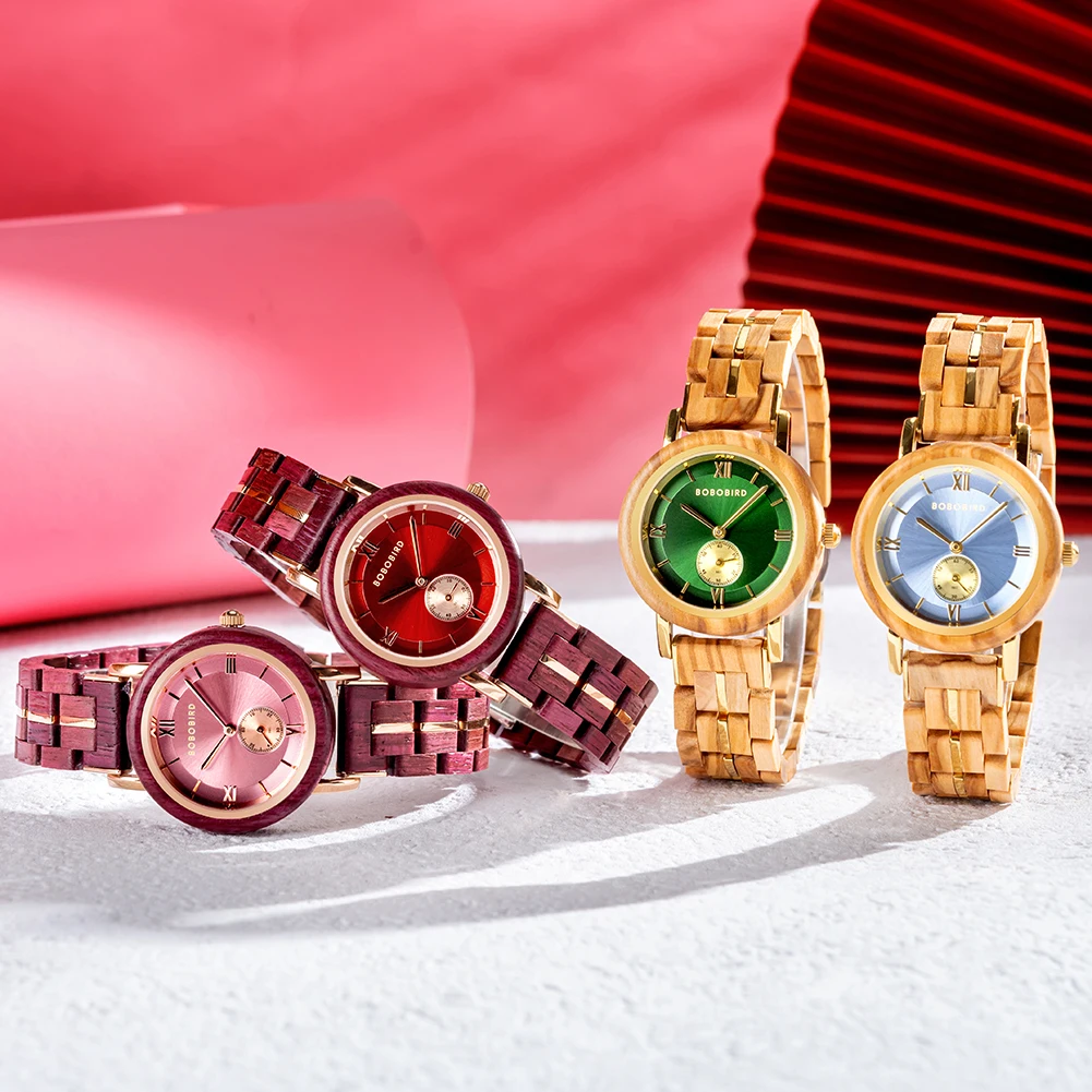 BOBO BIRD Wood Watches for Women Luxury Watch Ladies Elegant Pink Quartz Wristwatch Customized Gift for Birthday Anniversary