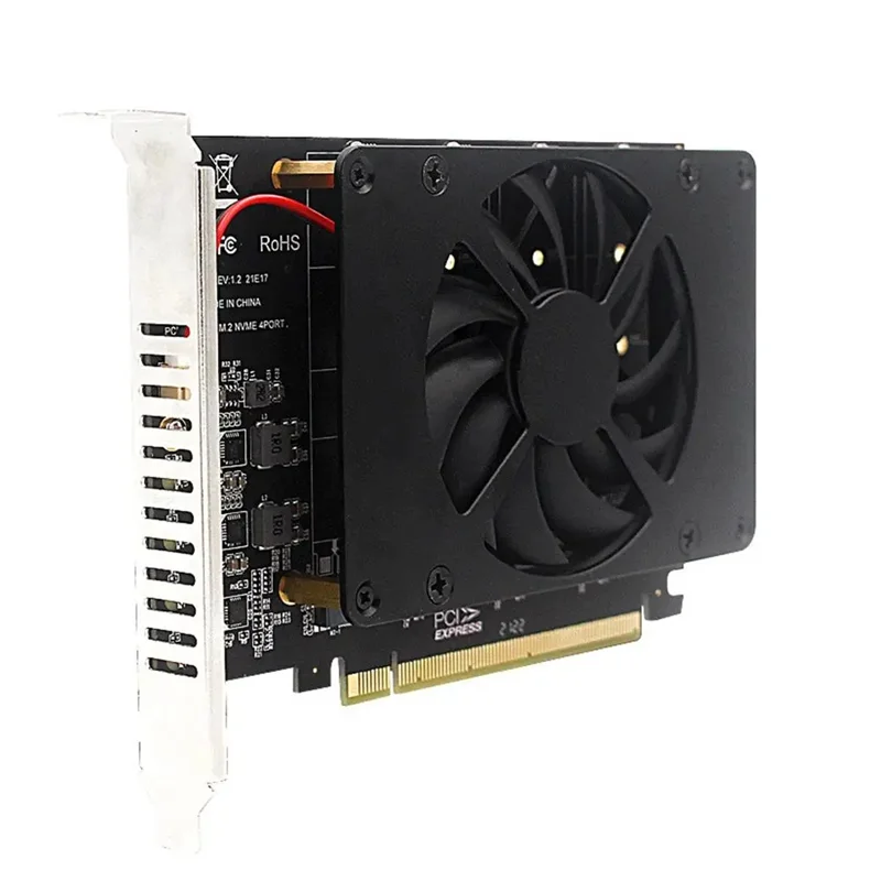 

Компактный 4-дисковый разветвитель NVME PCI-E X16 Карта адаптера 4 X 32 Гбит/с с радиатором Переключатель Pcie 4,0 X16 на 4 м. 2 порта