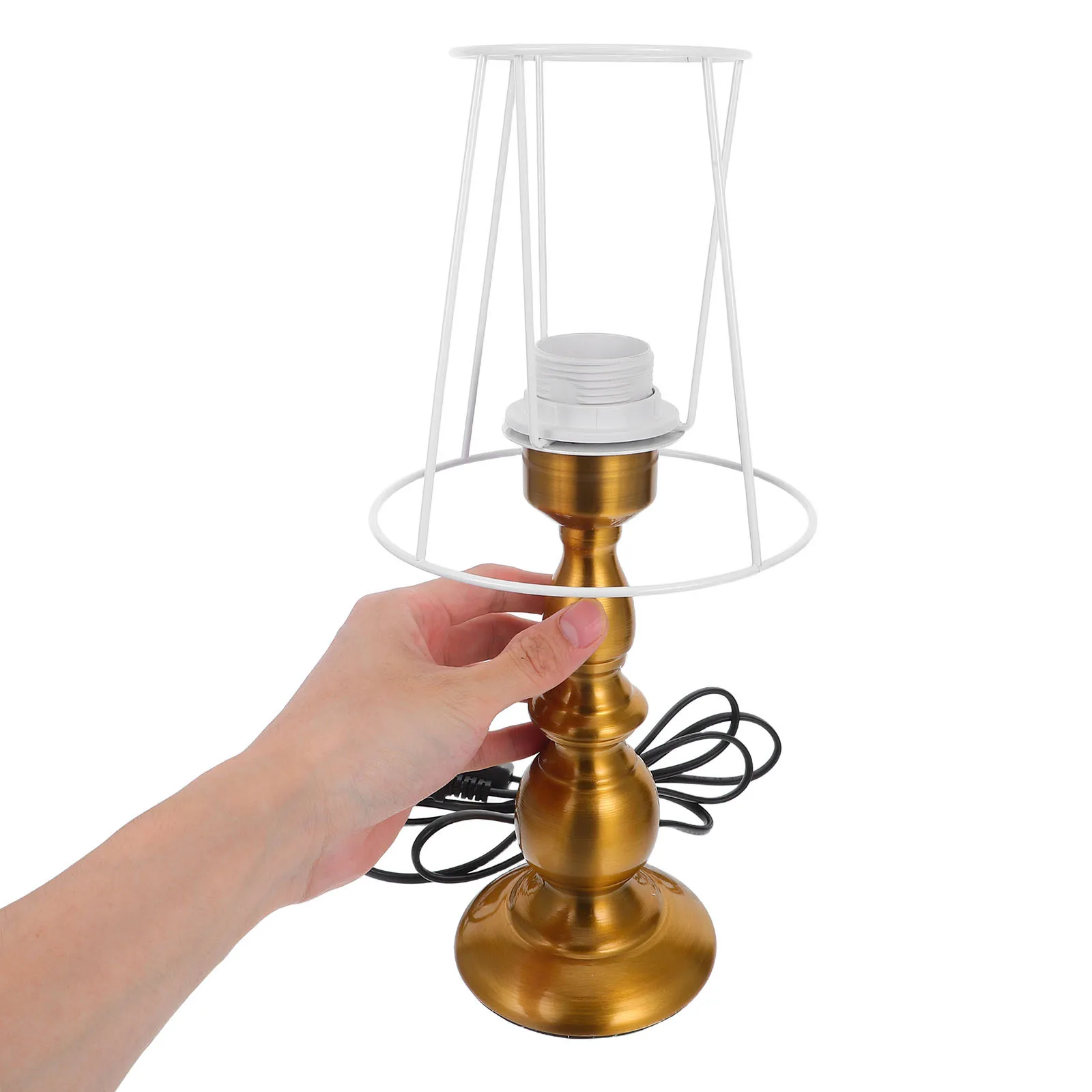 

1Set Vintage Metal Lampshade Frame Copper Base Retro Table Lamp DIY Wire Bulb Guard Cage Lamp Stand Industrial Supplies