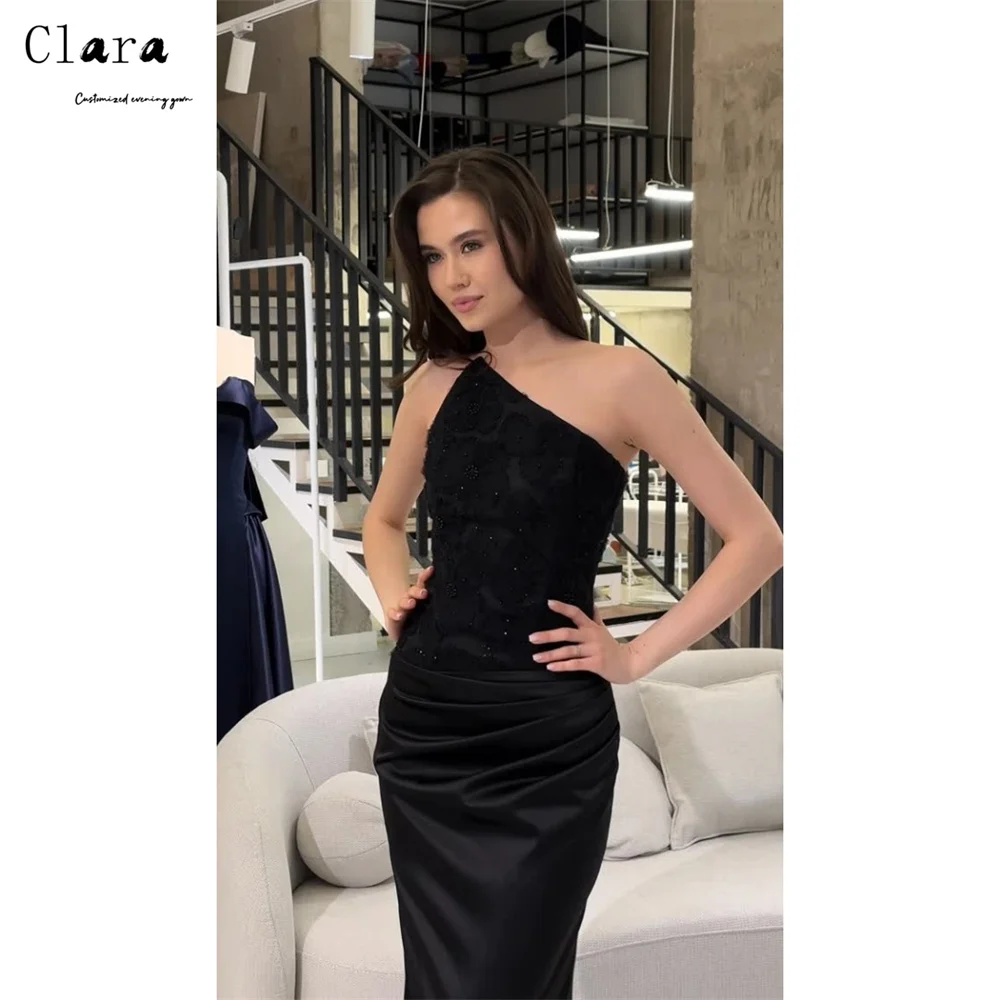 

Clara Custom Flower Black Fishtail Off the Shoulder Luxurious Evening Dresses for Events Women's Prom Dress 2026 Woman Party New