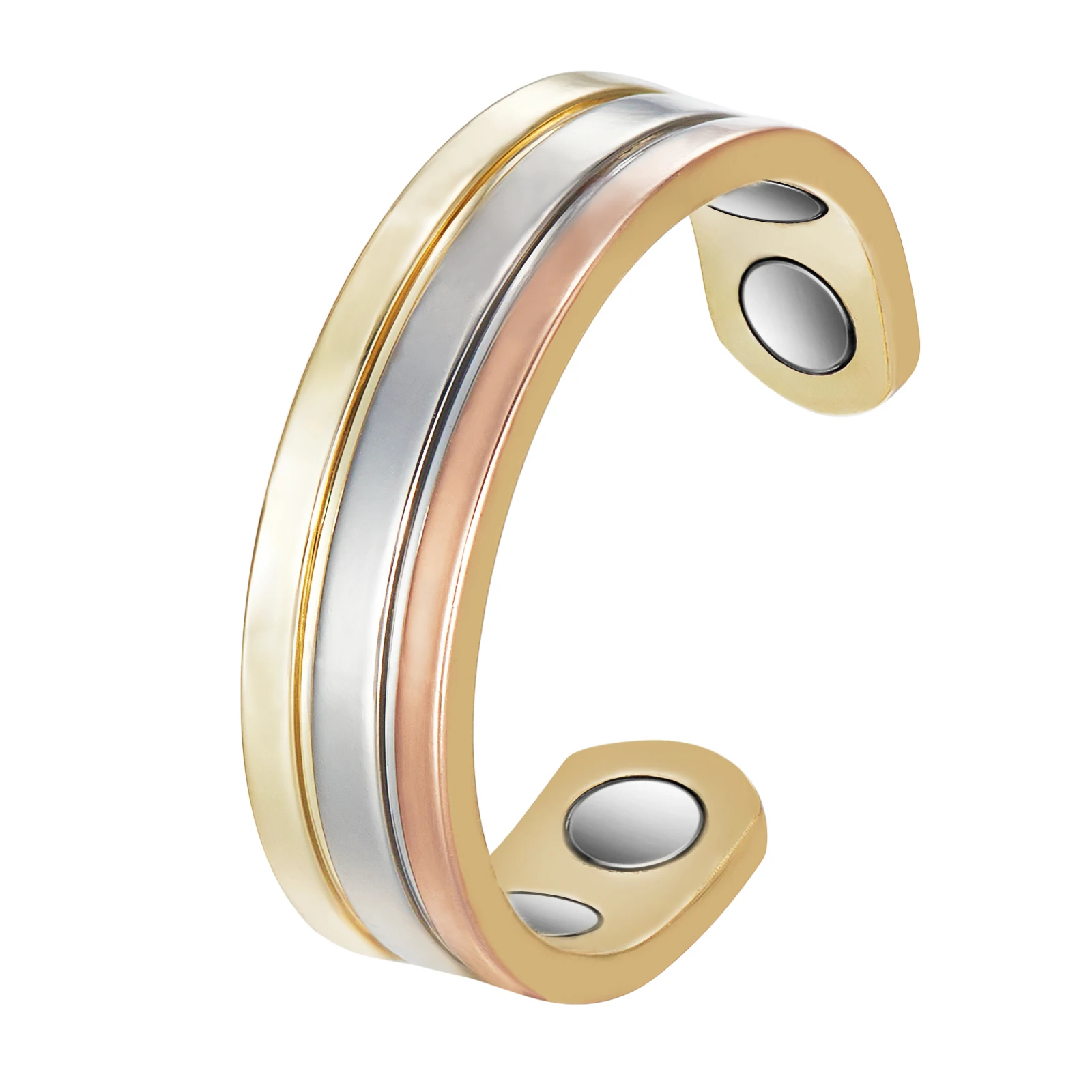 Wollet Tri Tone Copper Magnetic Ring for Women/Men with Magnets Cuff Rings Jewelry Gift