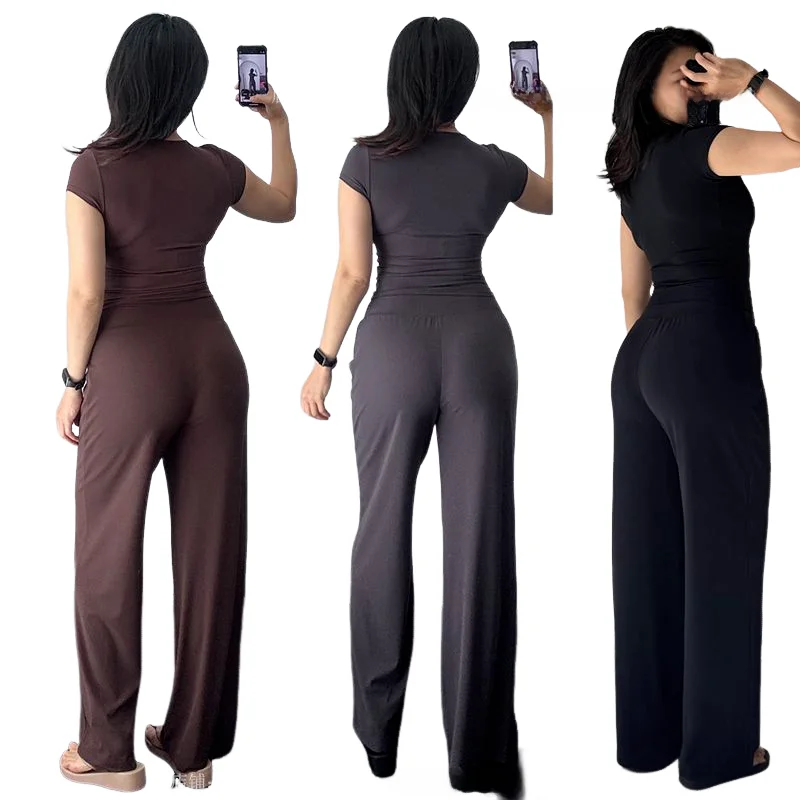 

Свободные широкие брюки, комплект для йоги, ort Sve, повседневные свободные брюки для бега, длиной до пола, женский комплект спортивной одежды Faion