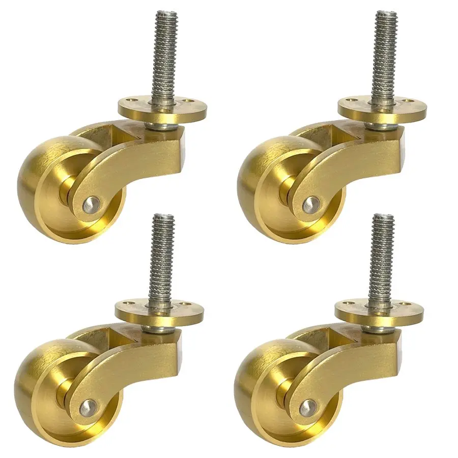 NEW 4PCS 1.25'' Large Brass Casters Universal Wheels Table Chair Sofa Couch Cabinet Feet Castors 360 Swivel Furniture Rollers