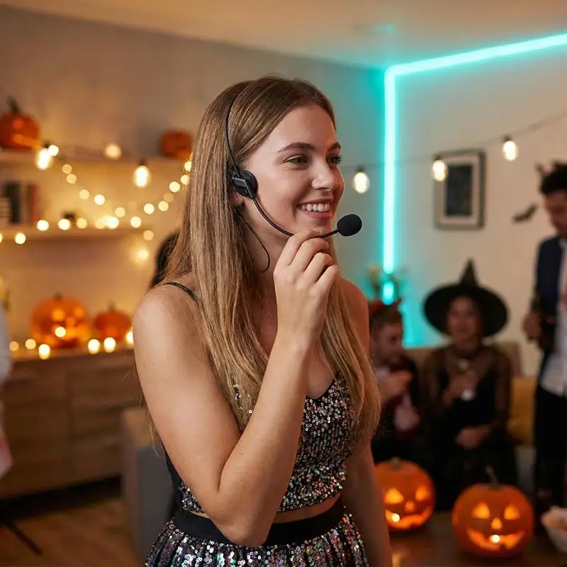 Afbeelding 6: Leuke nep-microfoon-headset prop voor rockstar-kostuumfeestjes, lichtgewicht accessoire voor muziekevenementen