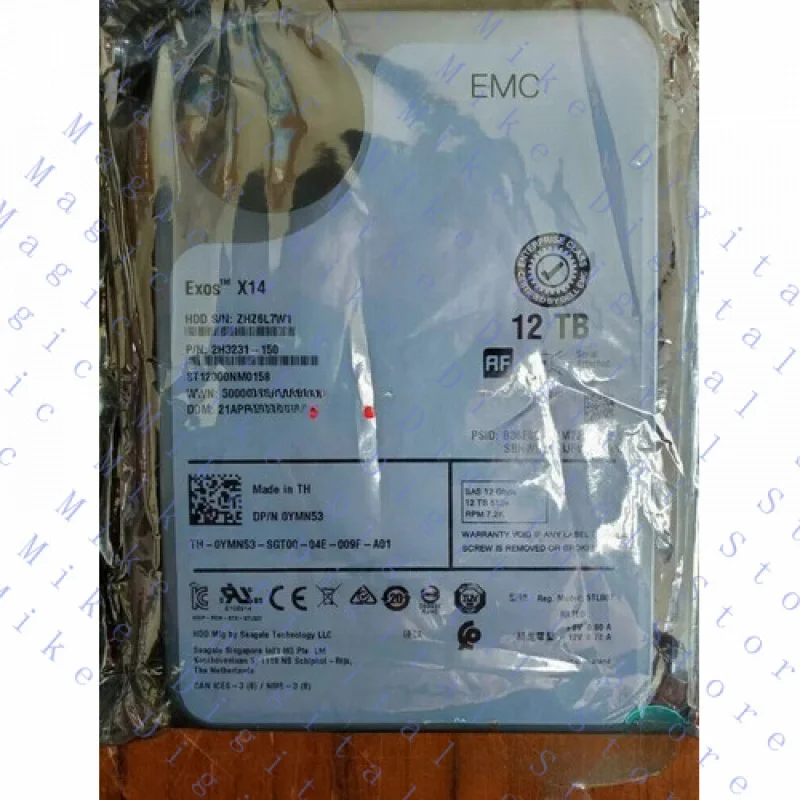 H  YMN53 0YMN53 FOR Dell ST12000NM0158 Exos X14 12TB 7.2K 12G 3.5