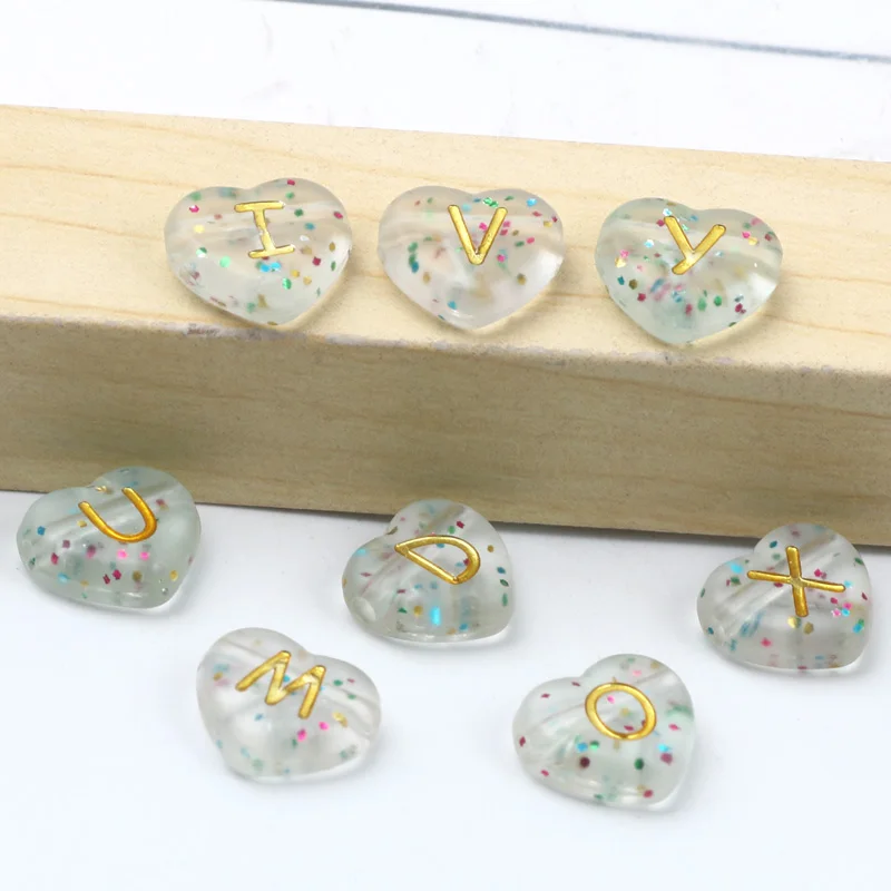 50pcs Glitter Gold Color Letter Beads Flower Shape Alphabet Acrylic Beads For Jewelry Making Crafts Charm Diy Earrings Bracelets