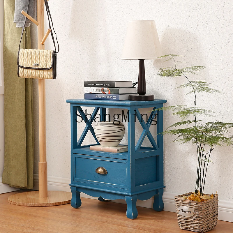 SM new good-looking solid wood decoration retro bedroom bedside storage cabinet storage living room corner cabinet