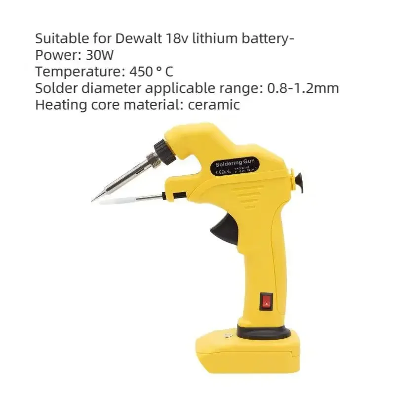 30W Battery Cordless Soldering Iron Kit for Dewalt 18V Max Lithium-ion Welding Gun 30W With Ceramic Heater Welding（No battery）