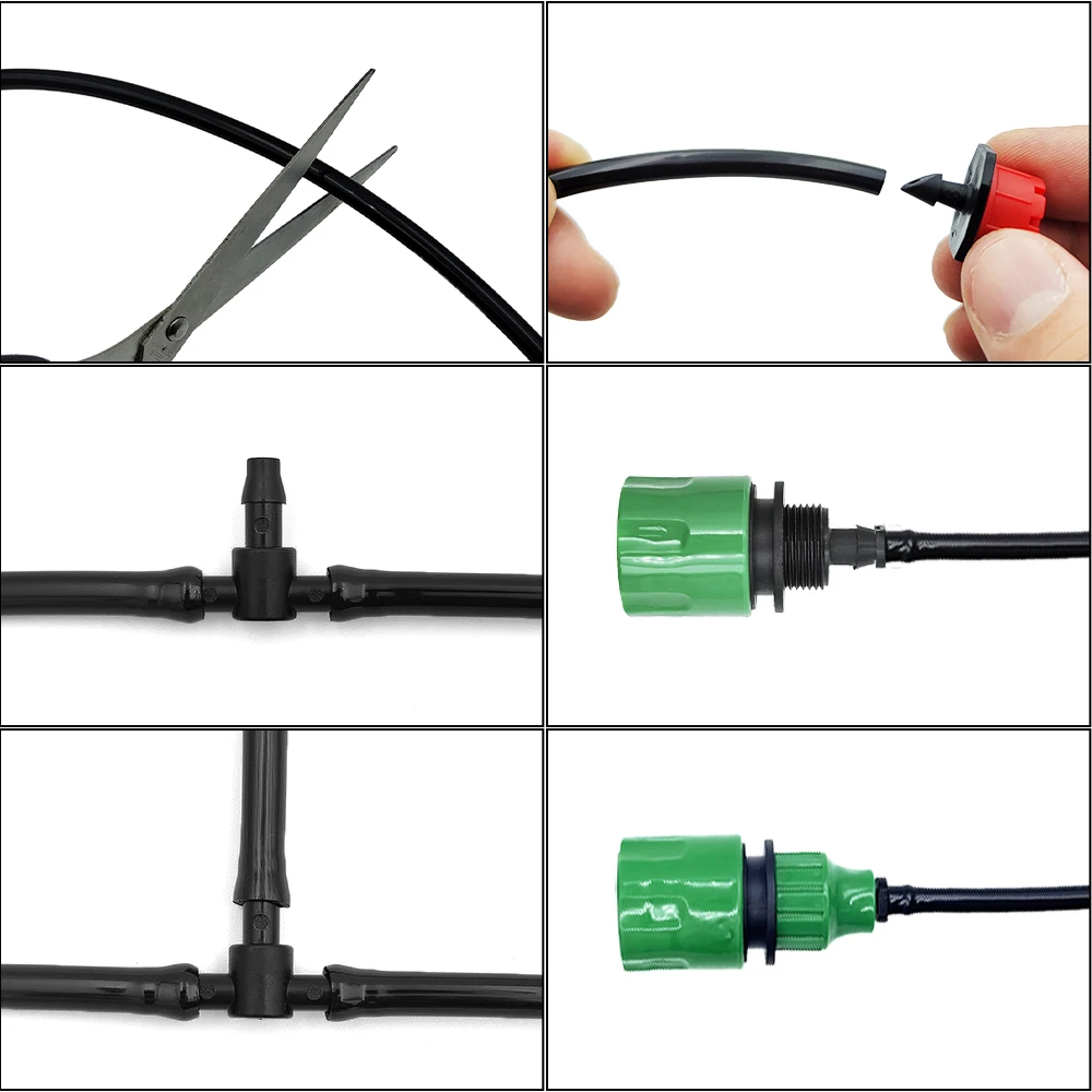 5-50m DIY 4/7mm PVC Garden Watering Garden Hose Micro Irrigation Pipe Drip Watering Kits with Adjustable Drippers Punch Tool