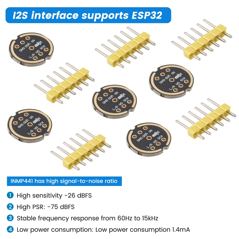 -Y64A 5Pcs INMP441 Omnidirectional Microphone Module MEMS High Precision Low Power I2S Interface Support ESP32