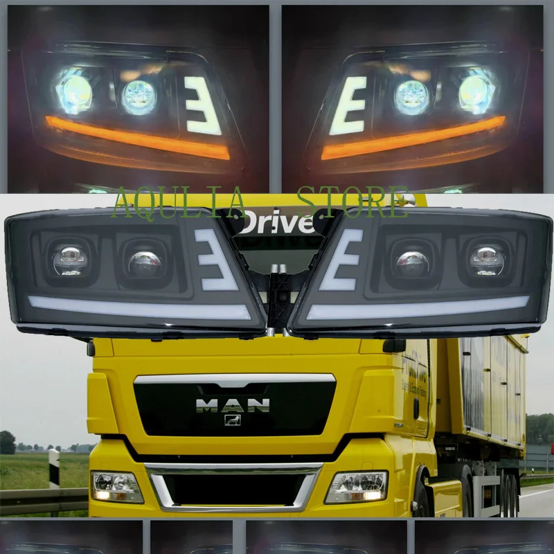 

2 PCS LH AND RH 24V FULL LED HEAD LAMP Fit For MAN TGX TGL TGS Truck Front Headlight 8125106496 8125106497