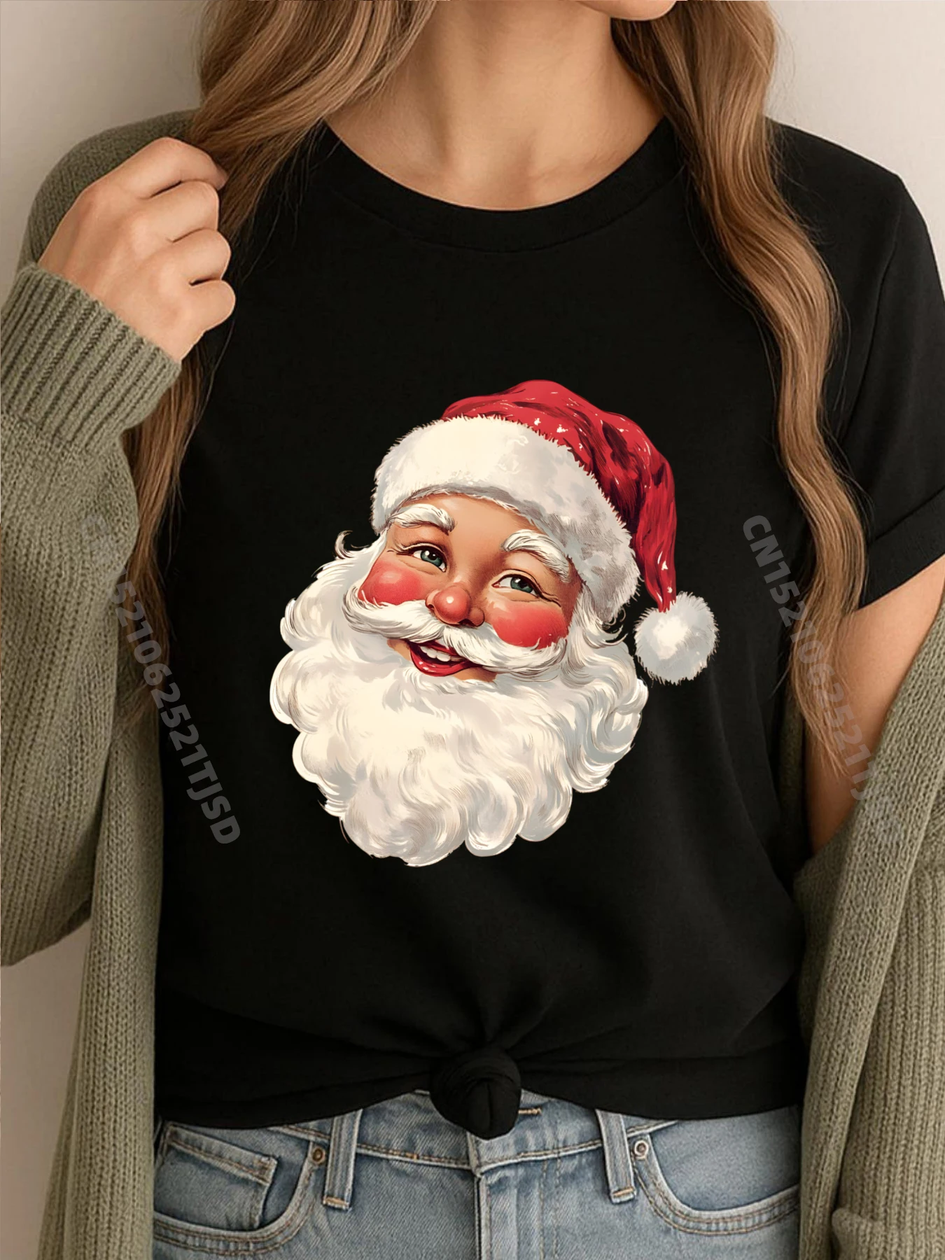 

Cool Santa Claus Face Christmas Old Xmas Designer T Shirt Woman Vintage T Shirts T-shirt Washed Group