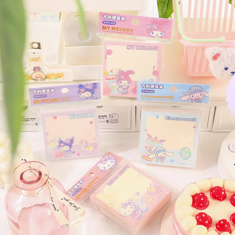 4pcs/lot Sanrio Kitty Memo Pad Kawaii Cinnamoroll Sticky Notes Stationery Label Notepad Planner Sticker Post School Supply