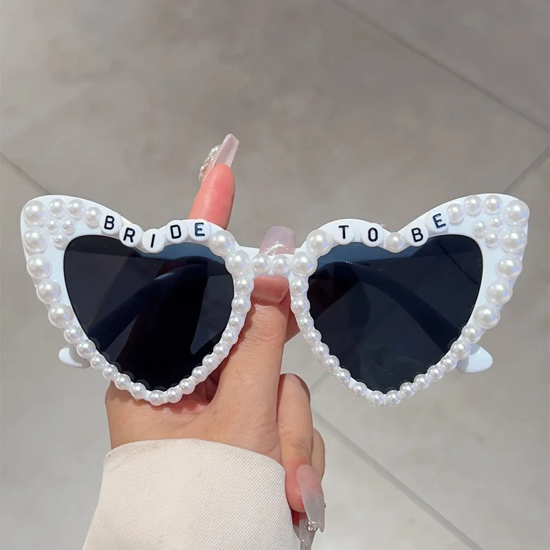 Bride To Be Pearl Heart Sunglasses Bow Veil Sash Wedding Bachelorette Party Decoration Bridal Shower Accessories Photo Props