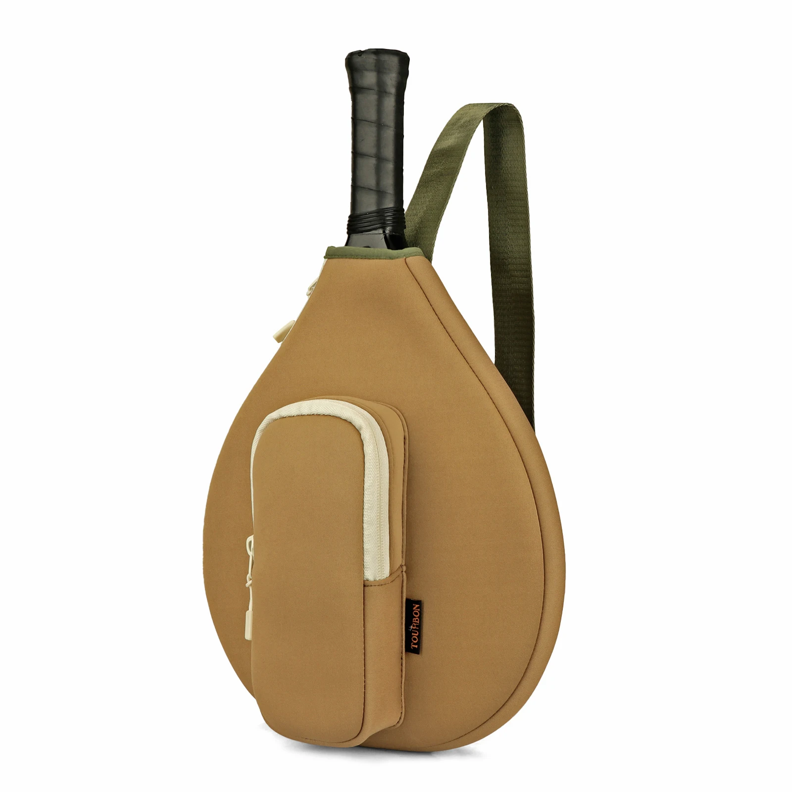 Tourbon Pickleball Paddle Shoulder Bag Sports Padel Racket Crossbody Bag Neoprene Light Weight Adjustable Strap Khaki Outdoors