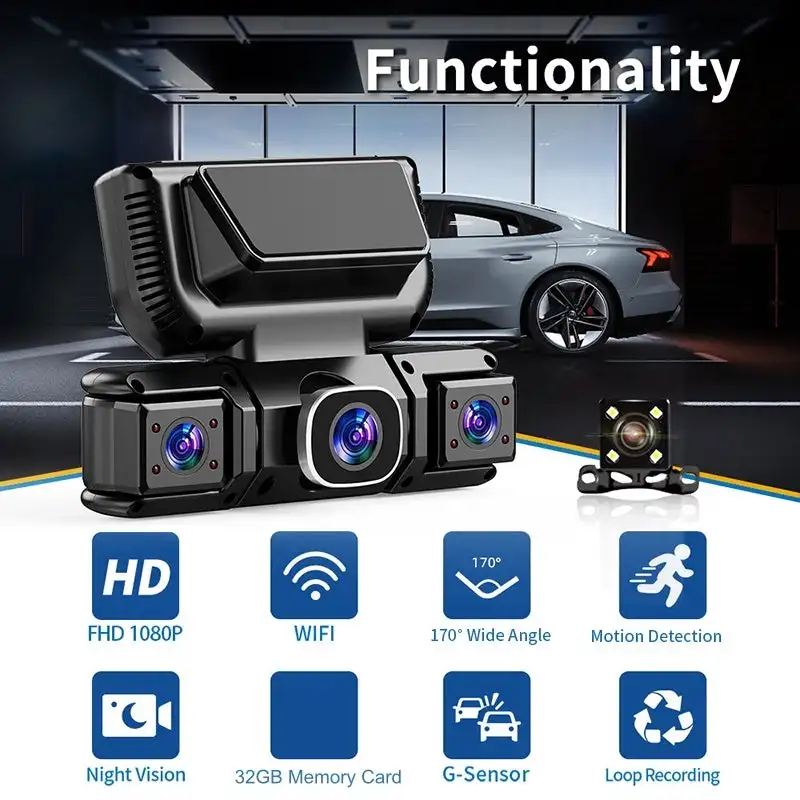 

4-Channels 360° Car Dvr 3'' IPS Dash Cam 1080P Video Recorder WiFi APP Dashcam 24h Parking Monitor Rear View Camera Car Recorder