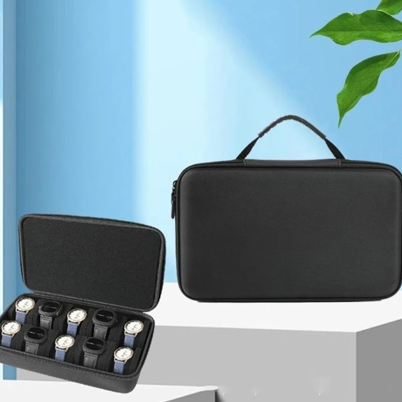 Protective Watch Travel Pouches Portable For Men 10 Slots Organizers With Cushioned Interiors Secure Zipperes Closure